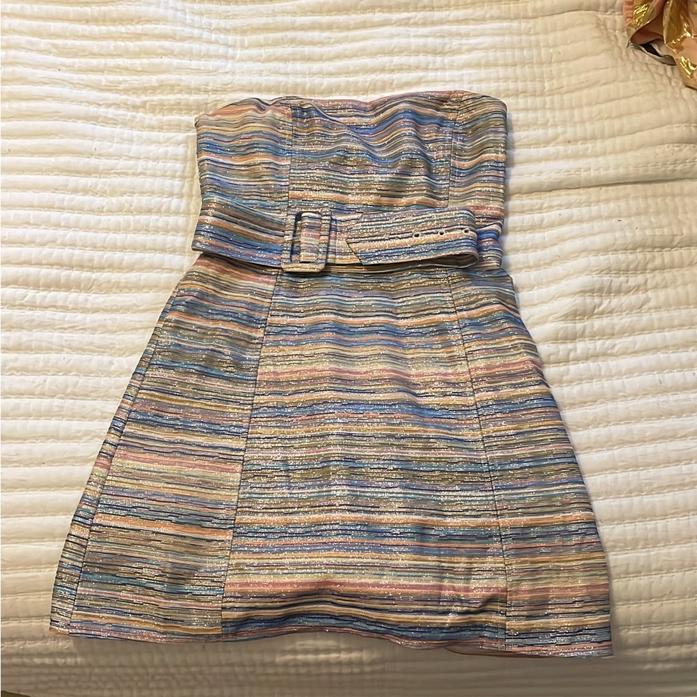 Amanda Uprichard Multicolor Strapless Dress